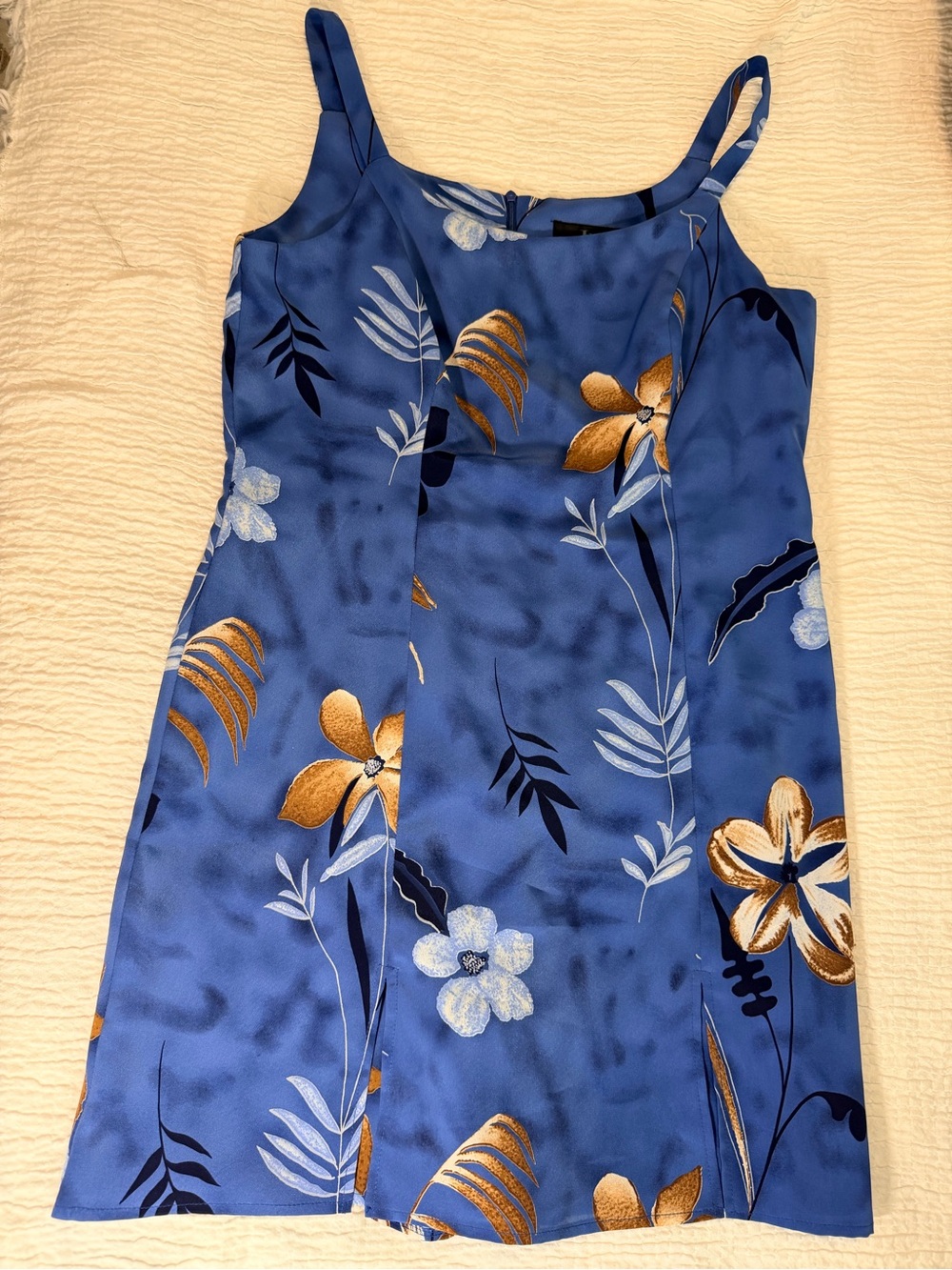 John Roberts Blue Floral Slip Dress Hidden Shorts Adjustable Straps Lightweight - Picture 7 of 14